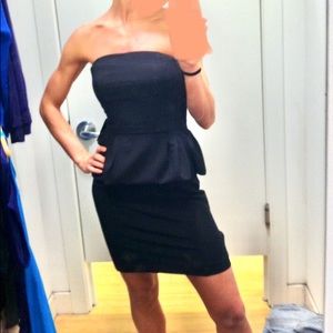 NWT Express black strapless peplum dress.